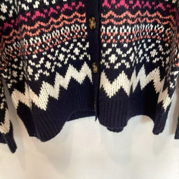 Cupcakes and Cashmere Cardigan Sweater Fair Isle V-neck Women's Medium Colorful - Picture 4 of 9